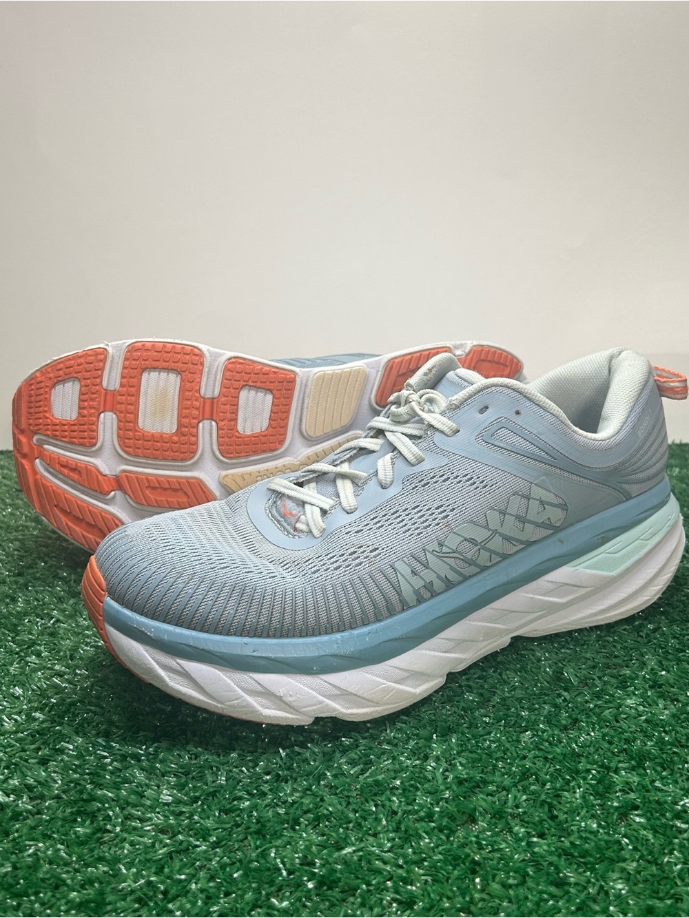 Hoka One One Bondi 7 Blue Fog Running Shoes Size 9